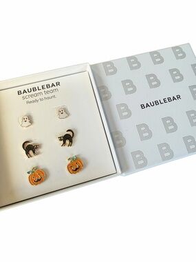 BaubleBar Halloween Stud Earring Set - Ghost, Black Cat, Pumpkin 🎃